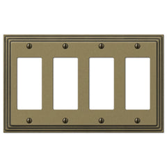 Steps Rustic Brass Cast - 4 Rocker Wallplate