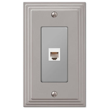 Steps Satin Nickel Cast - 1 Phone Jack Wallplate - Wallplate Warehouse 84PHN 070686581582 Phone Jacks