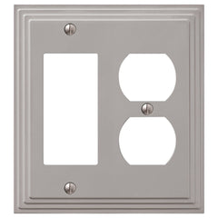 Steps Satin Nickel Cast - 1 Rocker / 1 Duplex Wallplate
