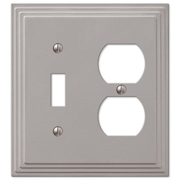 Steps Satin Nickel Cast - 1 Toggle / 1 Duplex Wallplate - Wallplate Warehouse 84TDN 070686554470 1 Toggle / 1 Duplex