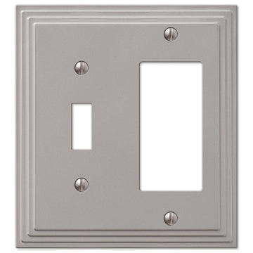 Steps Satin Nickel Cast - 1 Toggle / 1 Rocker Wallplate - Wallplate Warehouse 84TRN 070686554944 1 Toggle / 1 Rocker