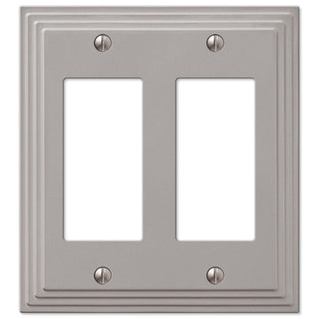 Steps Satin Nickel Cast - 2 Rocker Wallplate - Wallplate Warehouse 84RRN 070686553589 2 Rocker