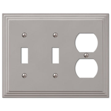 Steps Satin Nickel Cast - 2 Toggle / 1 Duplex Wallplate - Wallplate Warehouse 84TTDN 070686557921 2 Toggle / 1 Duplex