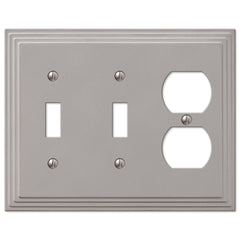 Steps Satin Nickel Cast - 2 Toggle / 1 Duplex Wallplate