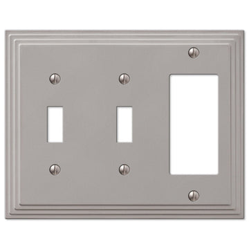 Steps Satin Nickel Cast - 2 Toggle / 1 Rocker Wallplate - Wallplate Warehouse 84TTRN 070686557938 2 Toggle / 1 Rocker