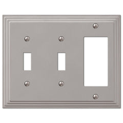 Steps Satin Nickel Cast - 2 Toggle / 1 Rocker Wallplate