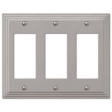 Steps Satin Nickel Cast - 3 Rocker Wallplate - Wallplate Warehouse 84RRRN 070686553572 3 Rocker