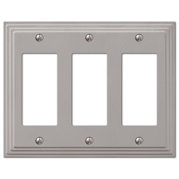Steps Satin Nickel Cast - 3 Rocker Wallplate - Wallplate Warehouse 84RRRN 070686553572 3 Rocker
