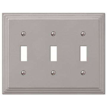 Steps Satin Nickel Cast - 3 Toggle Wallplate - Wallplate Warehouse 84TTTN 070686331088 3 Toggle