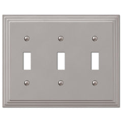 Steps Satin Nickel Cast - 3 Toggle Wallplate