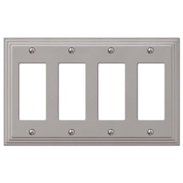 Steps Satin Nickel Cast - 4 Rocker Wallplate - Wallplate Warehouse 84R4N 070686554838 4 Rocker