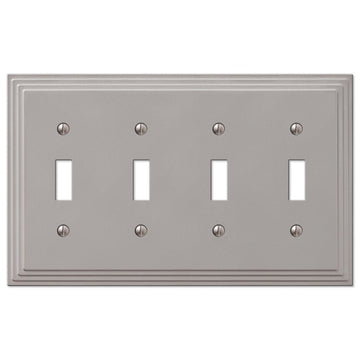 Steps Satin Nickel Cast - 4 Toggle Wallplate - Wallplate Warehouse 84T4N 070686553558 4 Toggle