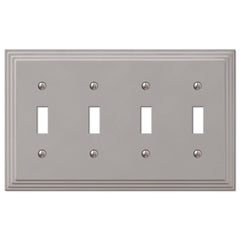 Steps Satin Nickel Cast - 4 Toggle Wallplate