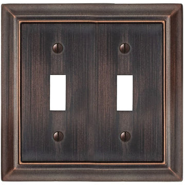 Sydney Aged Bronze Steel - 2 Toggle Wallplate - Wallplate Warehouse 150TTDBNB 070686014363 2 Toggle