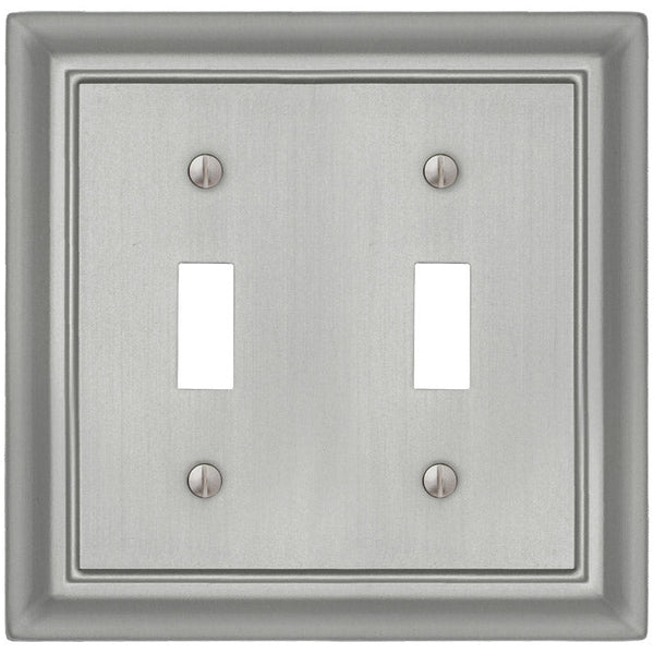Sydney Satin Nickel Steel - 2 Toggle Wallplate - Wallplate Warehouse 150TTNNB 070686014295 2 Toggle