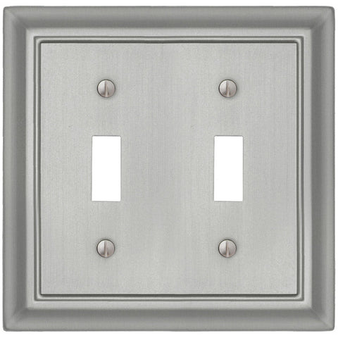 Sydney Satin Nickel Steel - 2 Toggle Wallplate - Wallplate Warehouse 150TTNNB 070686014295 2 Toggle