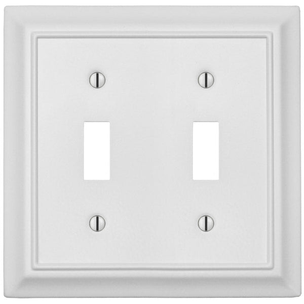 Sydney White Steel - 2 Toggle Wallplate - Wallplate Warehouse 150TTWNB 070686014431 2 Toggle