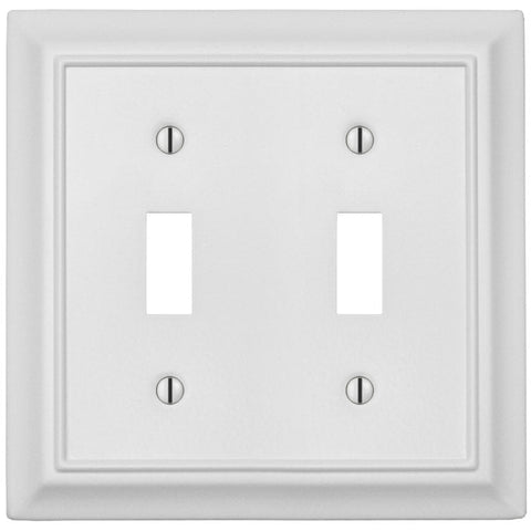 Sydney White Steel - 2 Toggle Wallplate - Wallplate Warehouse 150TTWNB 070686014431 2 Toggle