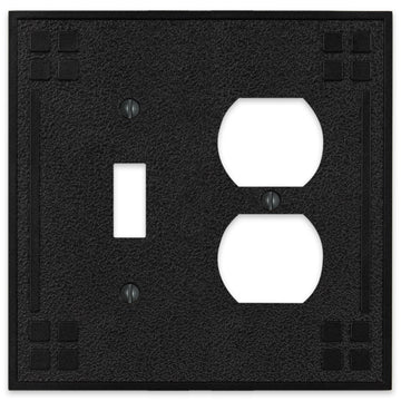 Wittick Black Iron Cast - 1 Toggle / 1 Duplex Wallplate - Wallplate Warehouse 81TDBI - B 070686012437 1 Toggle / 1 Duplex