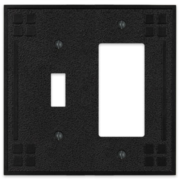Wittick Black Iron Cast - 1 Toggle / 1 Rocker Wallplate - Wallplate Warehouse 81TRBI - B 070686012475 1 Toggle / 1 Rocker