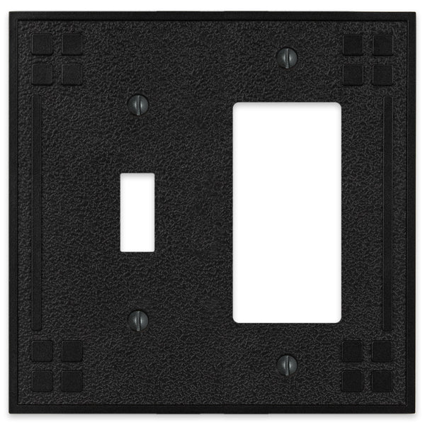 Wittick Black Iron Cast - 1 Toggle / 1 Rocker Wallplate - Wallplate Warehouse 81TRBI - B 070686012475 1 Toggle / 1 Rocker