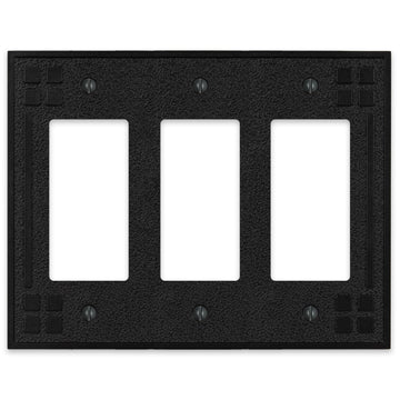 Wittick Black Iron Cast - 3 Rocker Wallplate - Wallplate Warehouse 81RRRBI - B 070686012468 3 Rocker