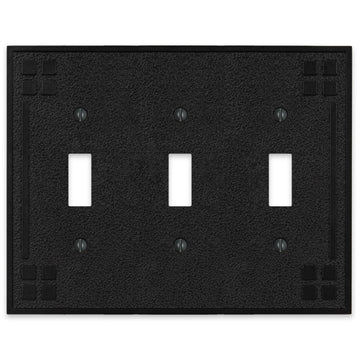 Wittick Black Iron Cast - 3 Toggle Wallplate - Wallplate Warehouse 81TTTBI 070686012406 3 Toggle