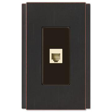 Zen Screwless Aged Bronze Cast - 1 Phone Jack Wallplate - Wallplate Warehouse 245PHDB 070686580646 Phone Jacks