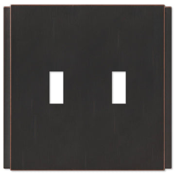 Zen Screwless Aged Bronze Cast - 2 Toggle Wallplate - Wallplate Warehouse 245TTDB 070686570180 2 Toggle