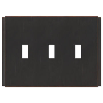 Zen Screwless Aged Bronze Cast - 3 Toggle Wallplate - Wallplate Warehouse 245TTTDB 070686570203 3 Toggle