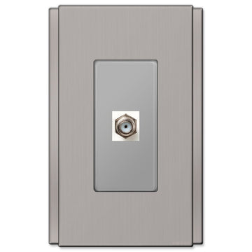 Zen Screwless Brushed Nickel Cast - 1 Cable Jack Wallplate - Wallplate Warehouse 245CXBN 070686580615 Cable Jacks