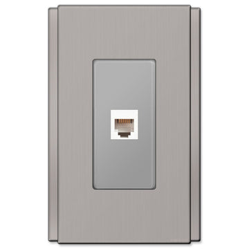 Zen Screwless Brushed Nickel Cast - 1 Phone Jack Wallplate - Wallplate Warehouse 245PHBN 070686580639 Phone Jacks