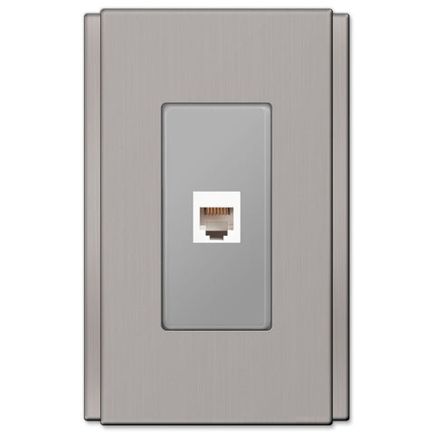 Zen Screwless Brushed Nickel Cast - 1 Phone Jack Wallplate - Wallplate Warehouse 245PHBN 070686580639 Phone Jacks