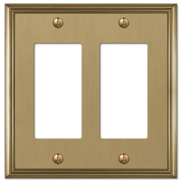 Metro Line Brushed Bronze Cast - 2 Rocker  Wallplate - Wallplate Warehouse