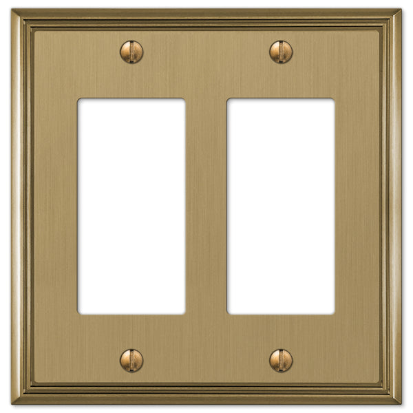 Metro Line Brushed Bronze Cast - 2 Rocker  Wallplate - Wallplate Warehouse