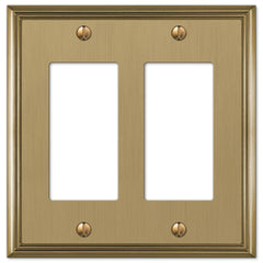 Metro Line Brushed Bronze Cast - 2 Rocker  Wallplate