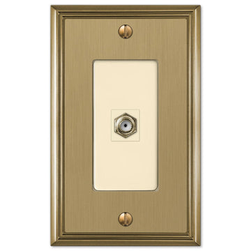 Metro Line Brushed Bronze Cast - 1 Cable Jack Wallplate - Wallplate Warehouse 77CXBZ 070686585559 Cable Jacks