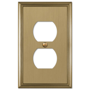 Metro Line Brushed Bronze Cast - 1 Duplex Wallplate - Wallplate Warehouse 77DBZ 070686585573 1 Duplex